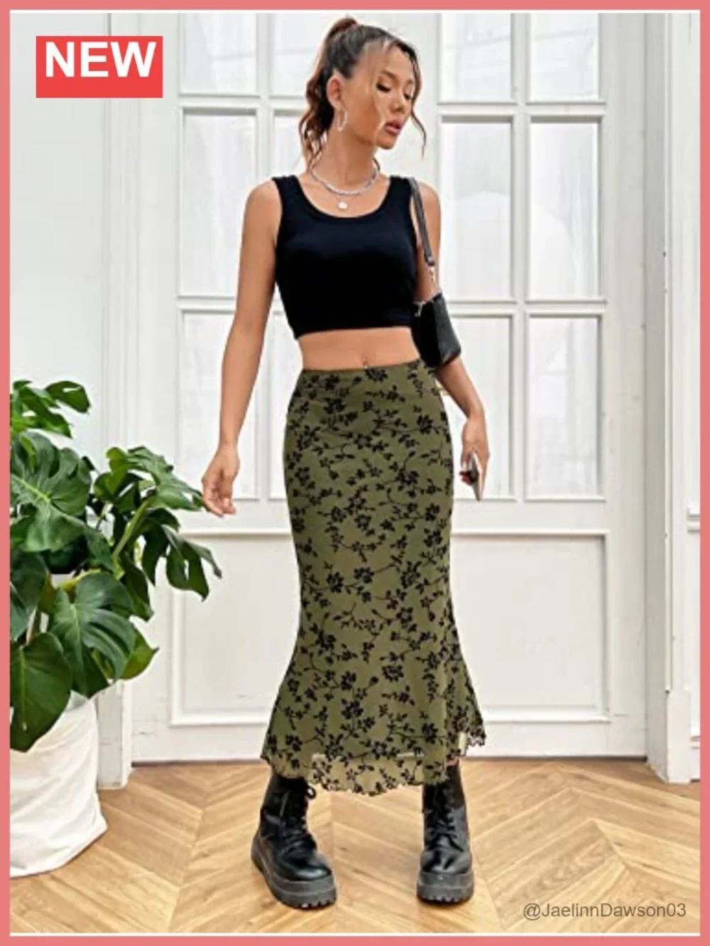 Verdusa Women's Fishtail Mesh Long Skirt Y2K Bodycon Mermaid Hem Lettuce Edge